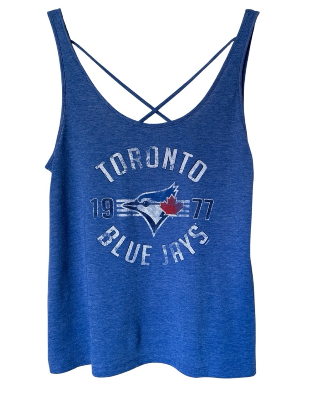 New Toronto Blue Jays women's logo sleeveless tank top blue size L/XL 35% cotton